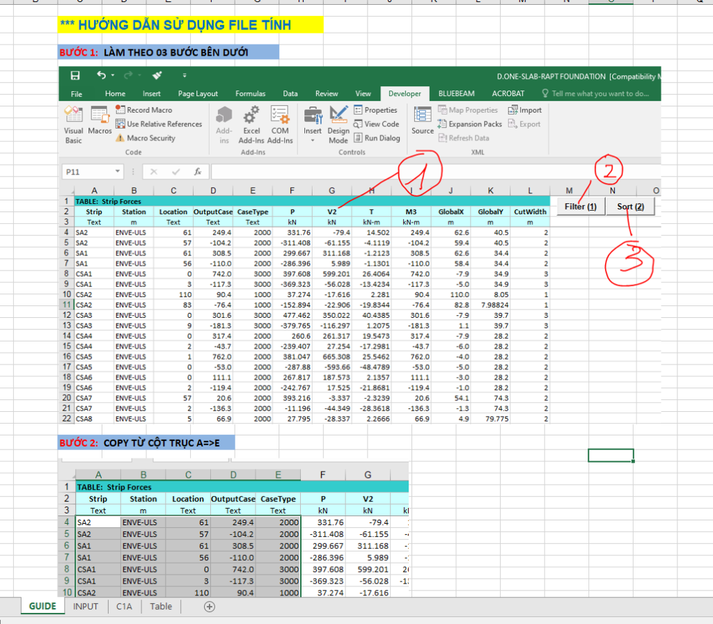 TÍNH TOÁN THÉP TỪ NỘI LỰC TRONG SAFE - EXCEL 88 - Vobaotoan.com